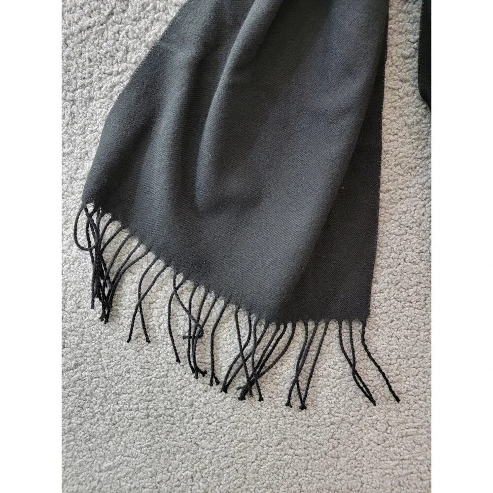 Club Room Beanie & Scarf Set Men's One Size Black Solid Fringe Trim
